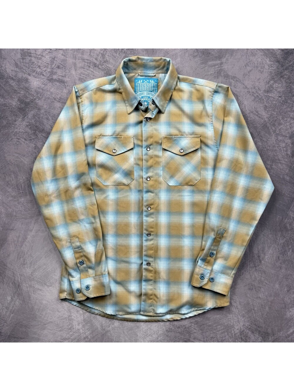 Dixxon Flannel Co Shirt Men's PALE ALE Tan Plaid Pearl Snaps Long Sleeve Sz M